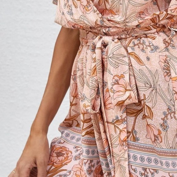 Floral belted romper summer spring - Picture 4 of 5